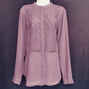 Simply Vera Lace Trimmed Top S P NWT